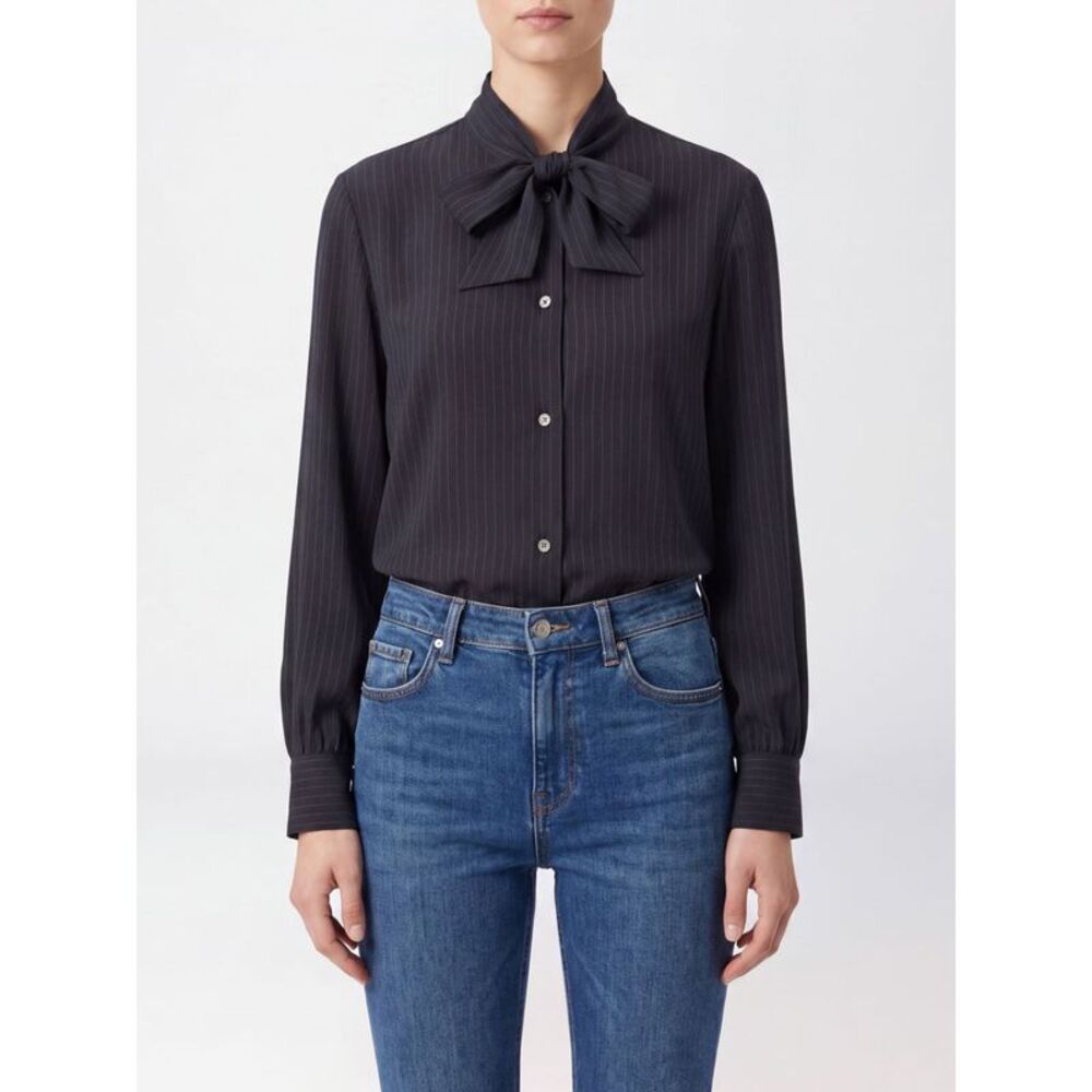 A.P.C. Women A.P.C. Striped Viscose Shirt With Long Sleeves And Pussy-Bow Collar